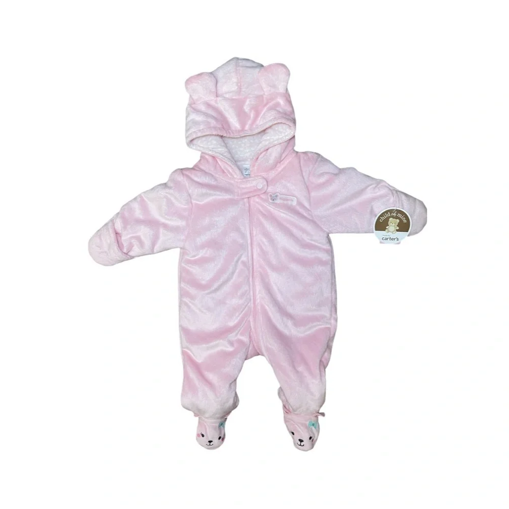 NWT Child of Mine Baby Pink Pram Winter Bodysuit Size 0-3 Months